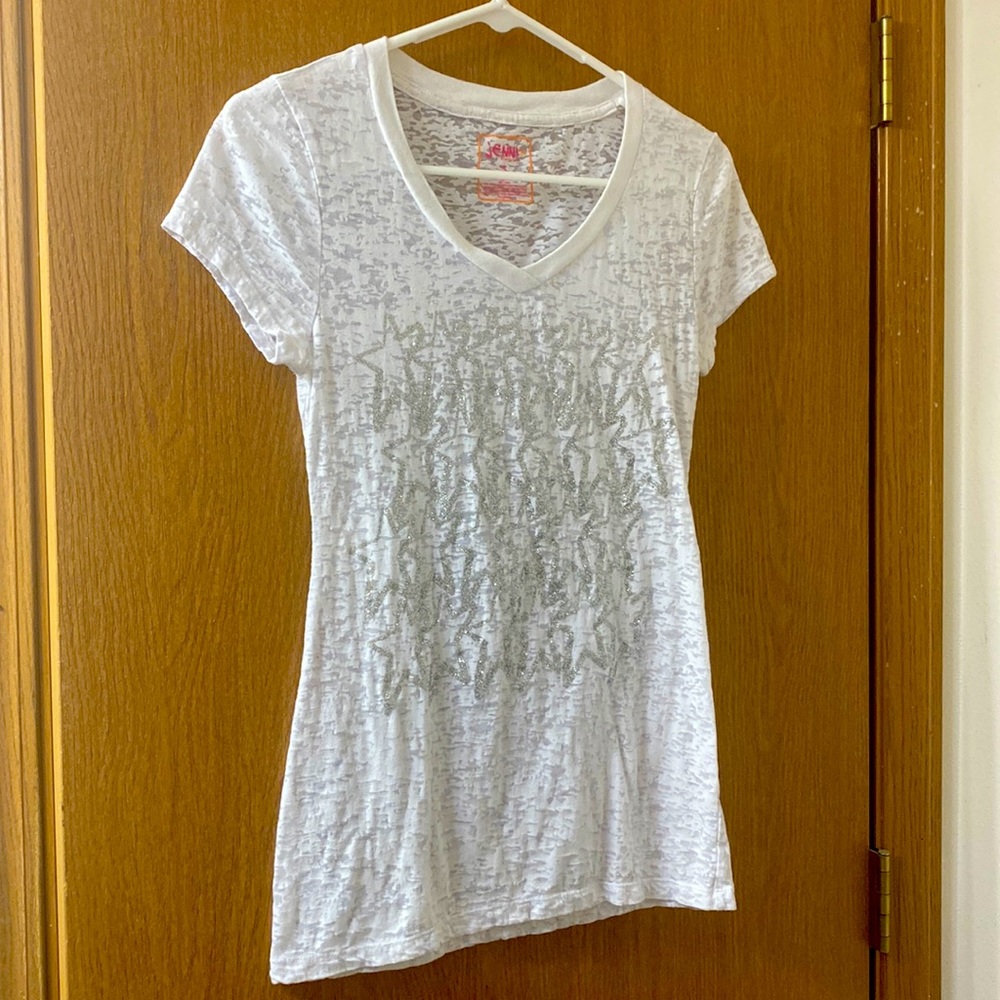 Juniors White Jenni Star Tee Shirt